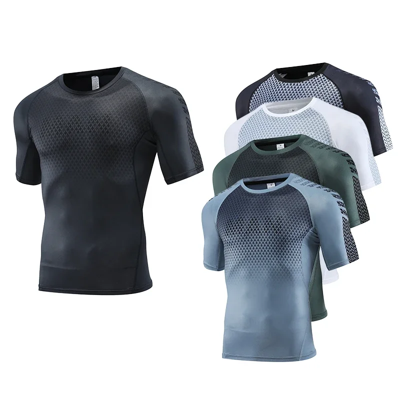 T Shirt Tight Fit - قميص رياضي رجالي للياقة البدنية قميص
