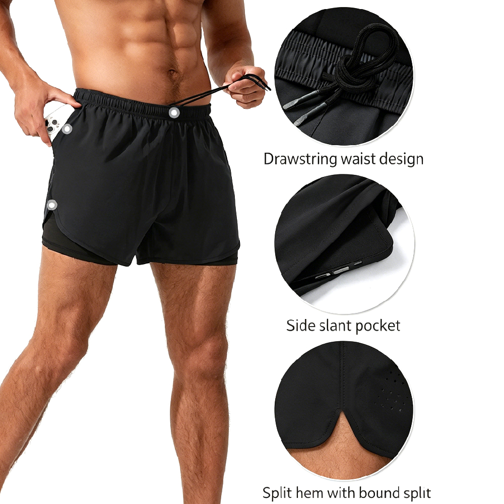 Compression Shorts Athletes - شورت رياضي رجالي 2 في 1