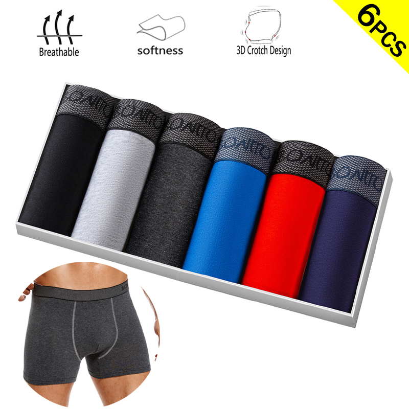 Boxer Brief Pack Cotton - 6 قطعة/الحزمة سراويل داخلية للرجال بلون